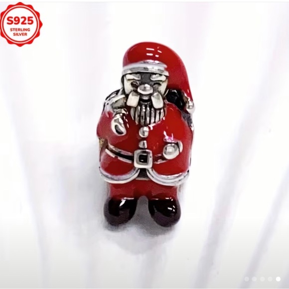 Red and Silver Santa Claus 925 Sterling Silver Charm - Picture 7 of 7